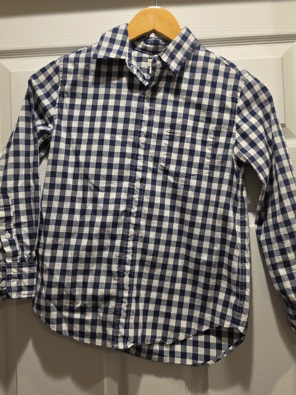 Crewcuts Navy and White Gingham Button-Down Shirt